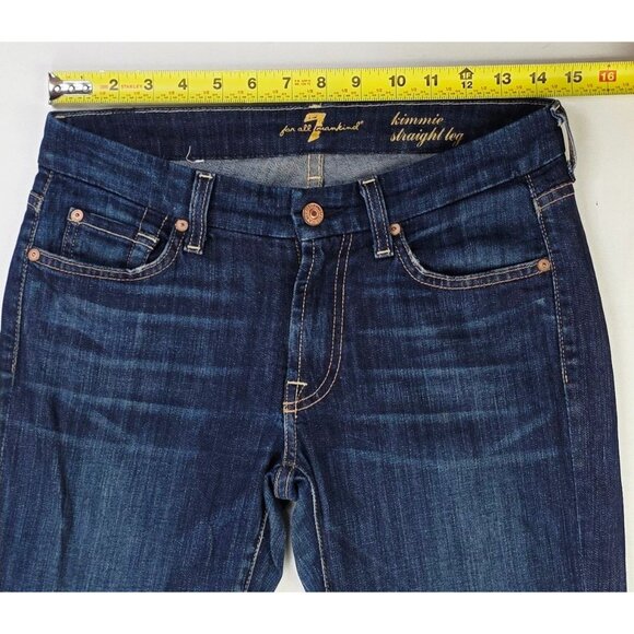 7 For All Mankind Size 27X34 Women Kimmie Straight Leg Blue Denim Jeans USA Made - Picture 3 of 12